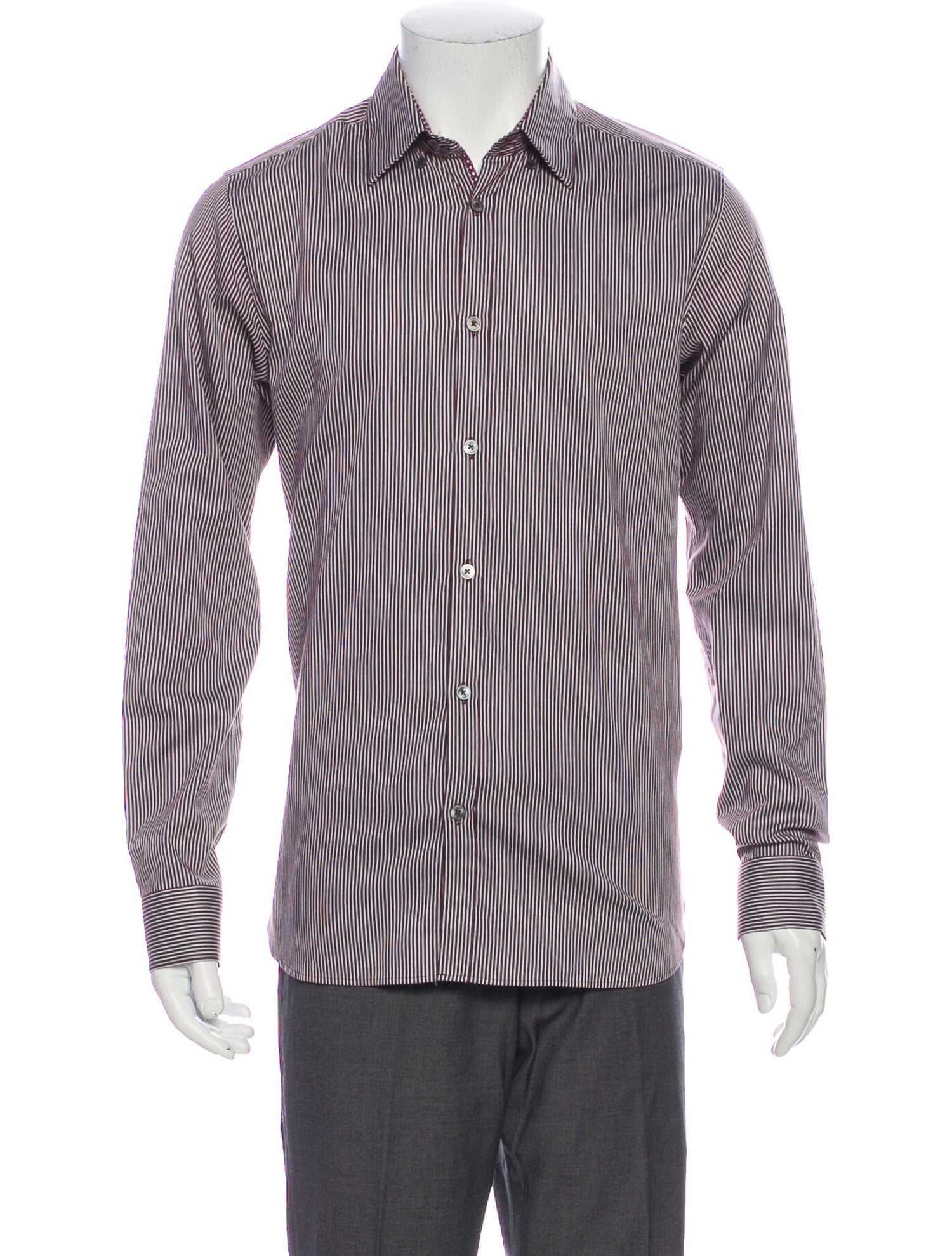 The RealReal,Ted Baker, Ted Baker Burgundy Stripe Long Sleeve Button Up, Red, Small-40-TagS