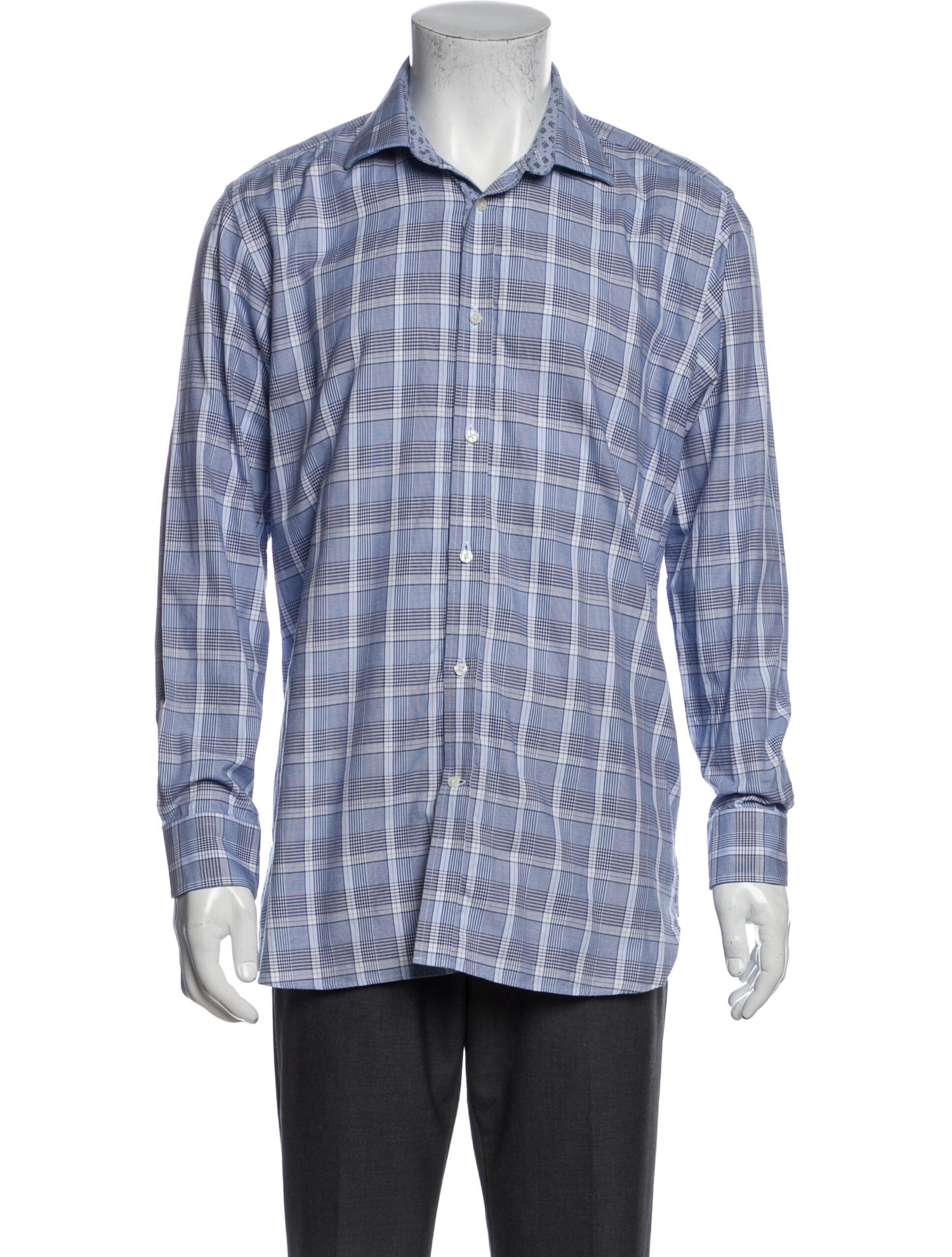 The RealReal,Ted Baker, Ted Baker Blue Plaid Print Button Up Shirt, Blue, Large-45-TagL