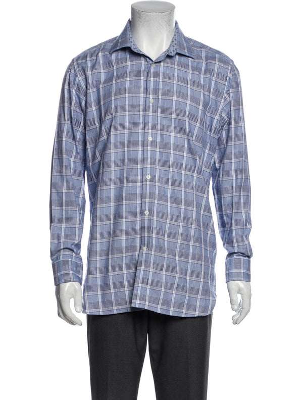 Ted Baker Blue Plaid Print Button Up Shirt