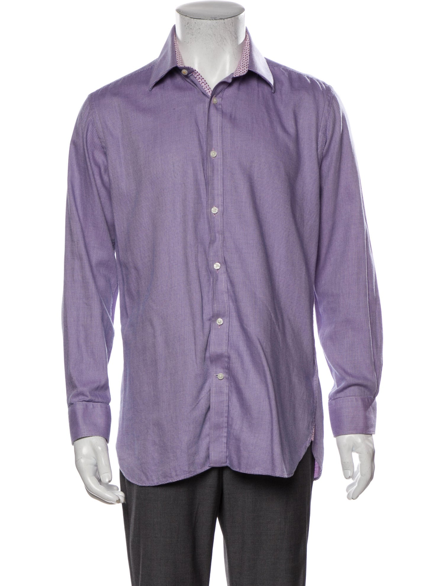 The RealReal,Ted Baker, Ted Baker Purple Mini Houndstooth Button Up Shirt, Purple, Medium-42-TagM