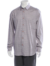 Ted Baker Grey & Pink Mini Abstract Fan Print Button Up Shirt