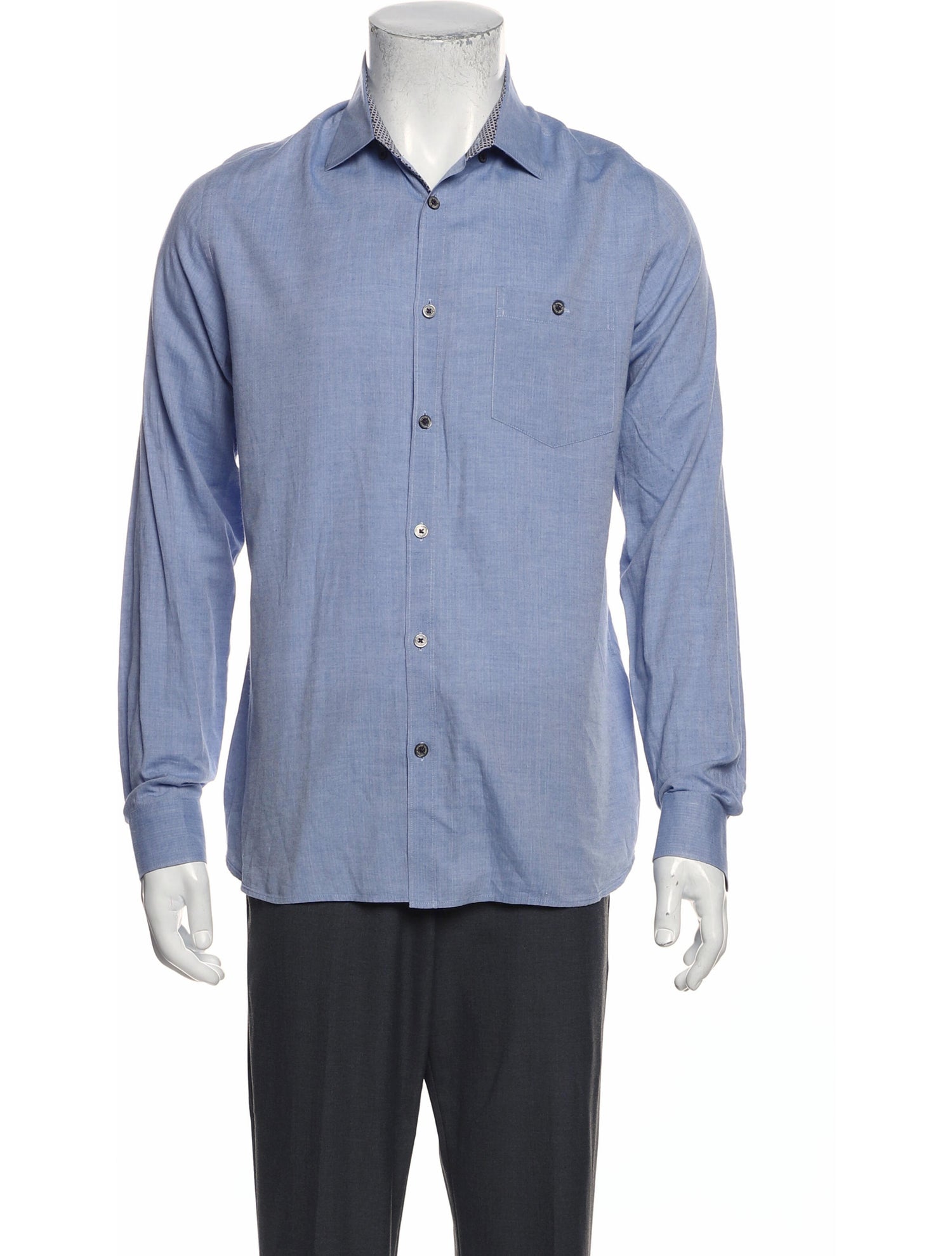 The RealReal,Ted Baker, Ted Baker Blue Long Sleeve Button Up Shirt With Front Chest Pocket, Blue, Medium-43-TagM