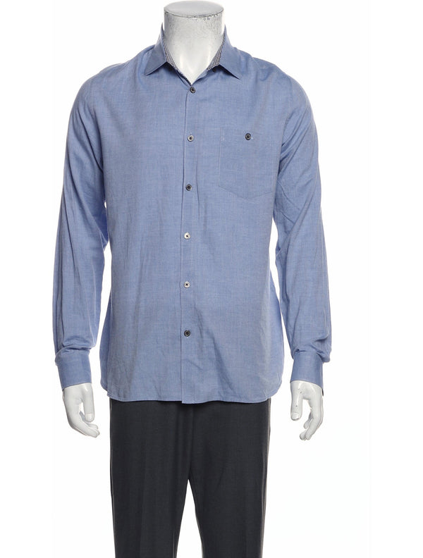 Ted Baker Blue Long Sleeve Button Up Shirt With Front Chest Pocket