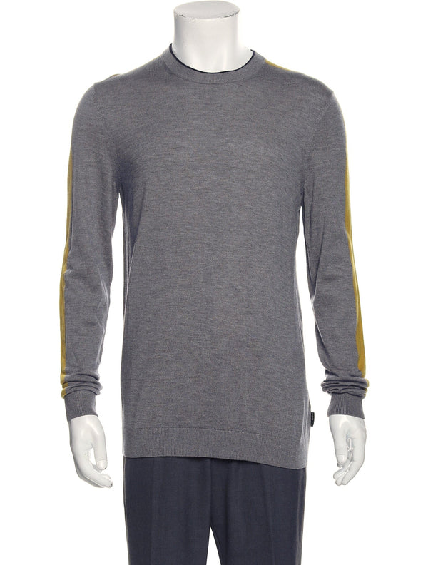 Ted Baker Grey & Yellow Contrast Stripe Wool Blend Sweater