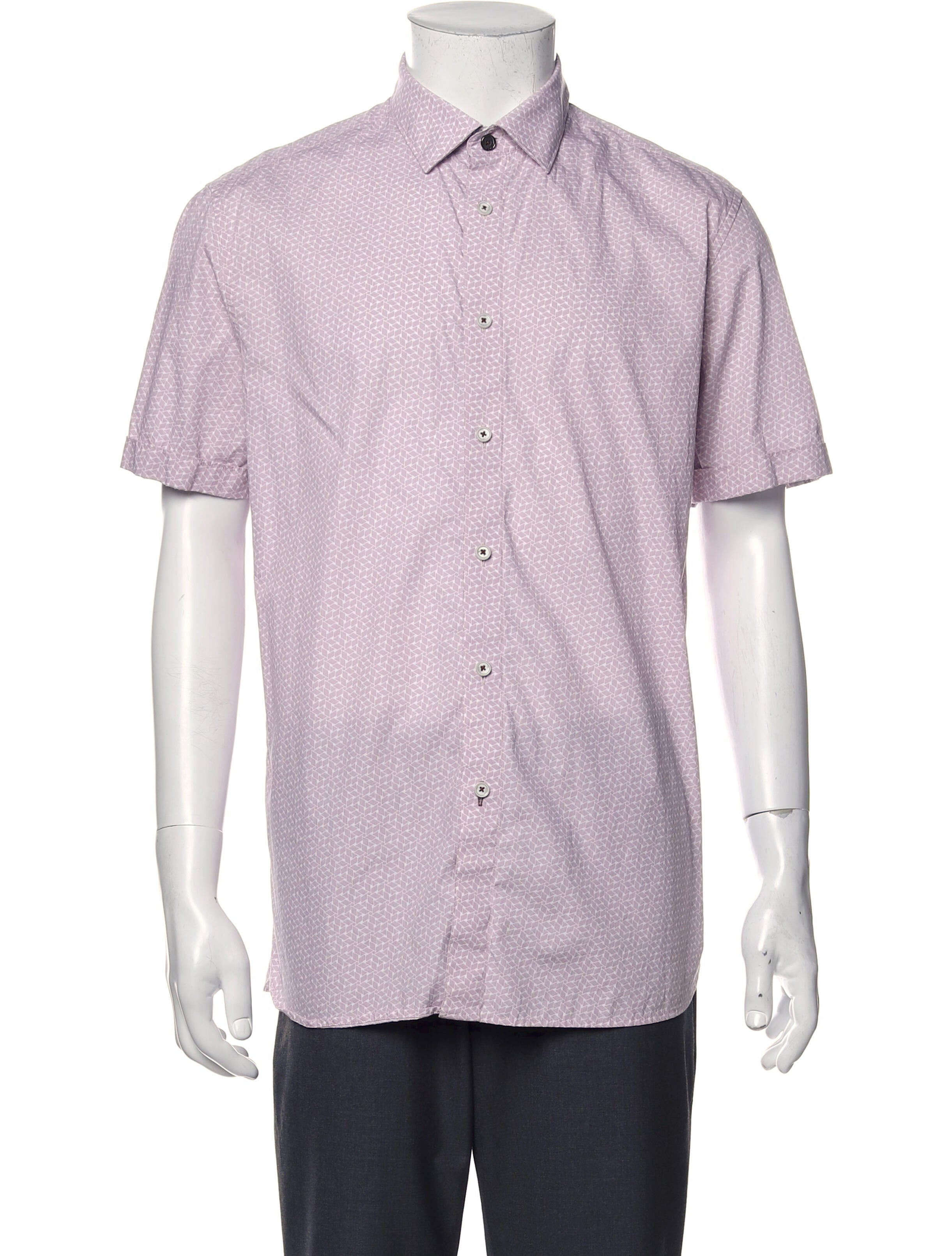The RealReal,Ted Baker, Ted Baker Pink Geo Short Sleeve Button Up Shirt, Unknown, Unknown