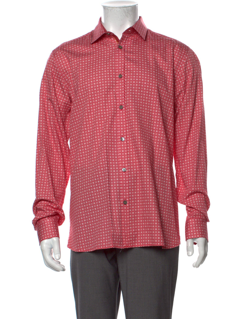 Ted Baker Red Geo Print Button Up Shirt