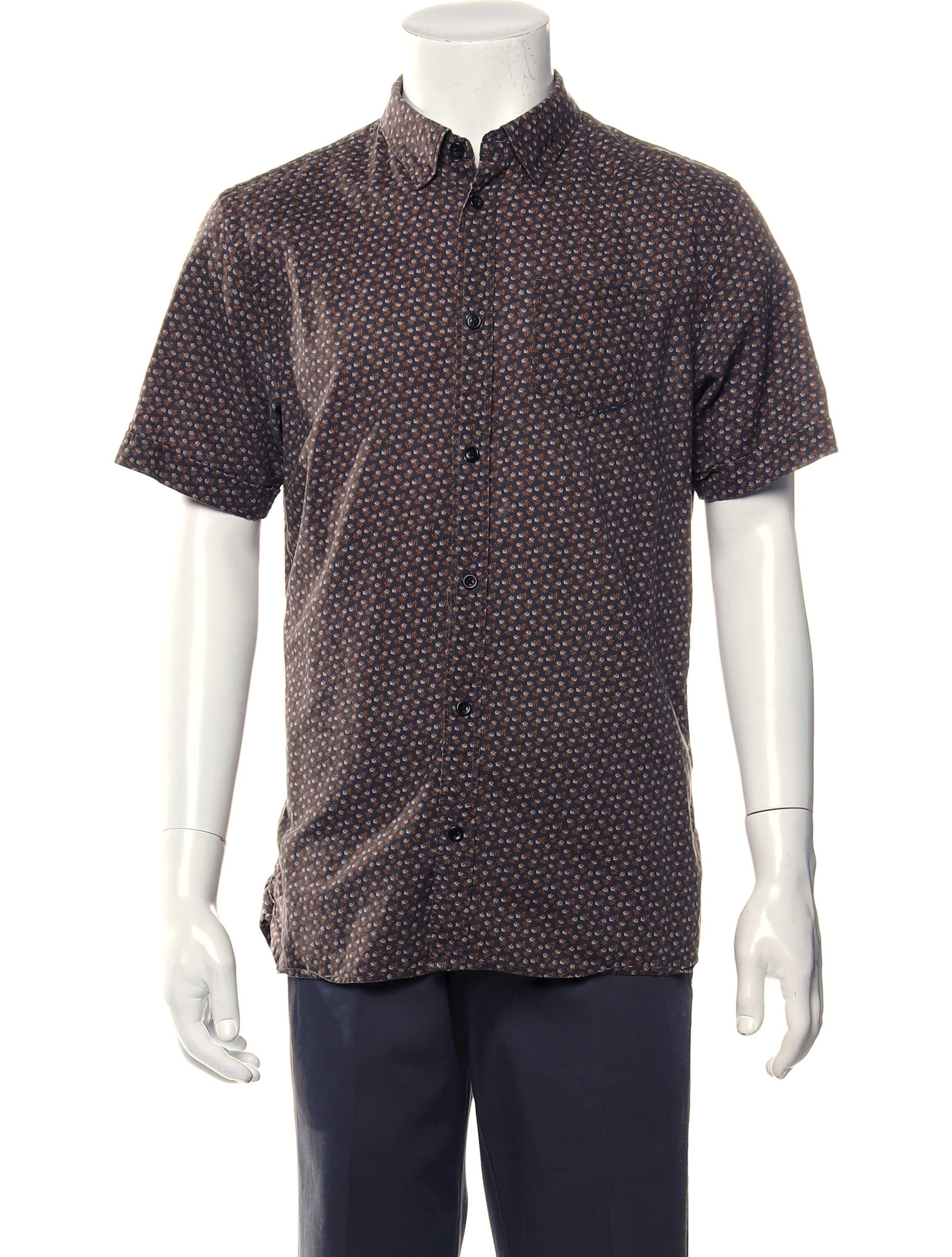 The RealReal,AllSaints, AllSaints Grey Floral Print Short Sleeve Button Up Shirt, Grey, Medium-41-TagM
