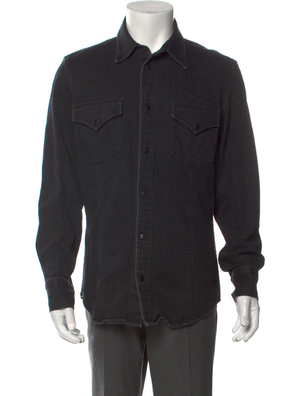 ARI Black Button Up Shirt w/ Two Front Pockets