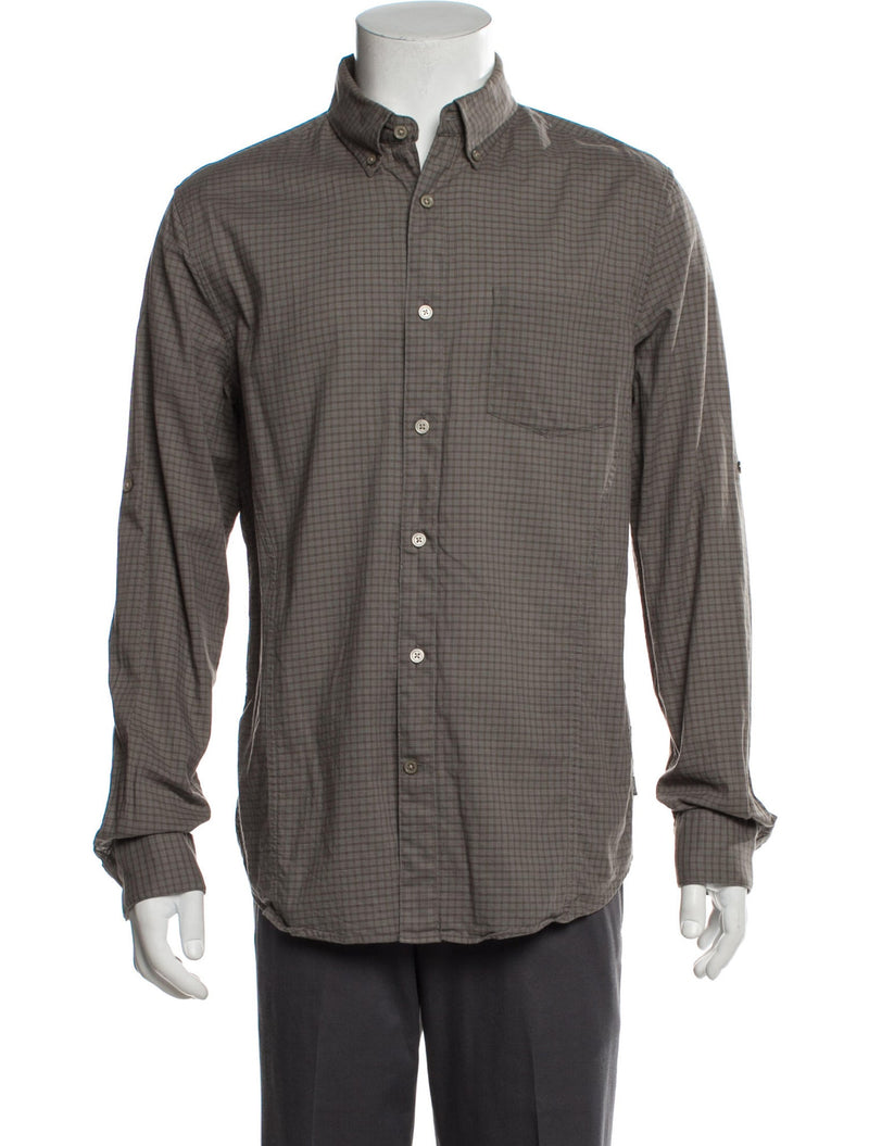 John Varvatos Grey Plaid Button Down Shirt