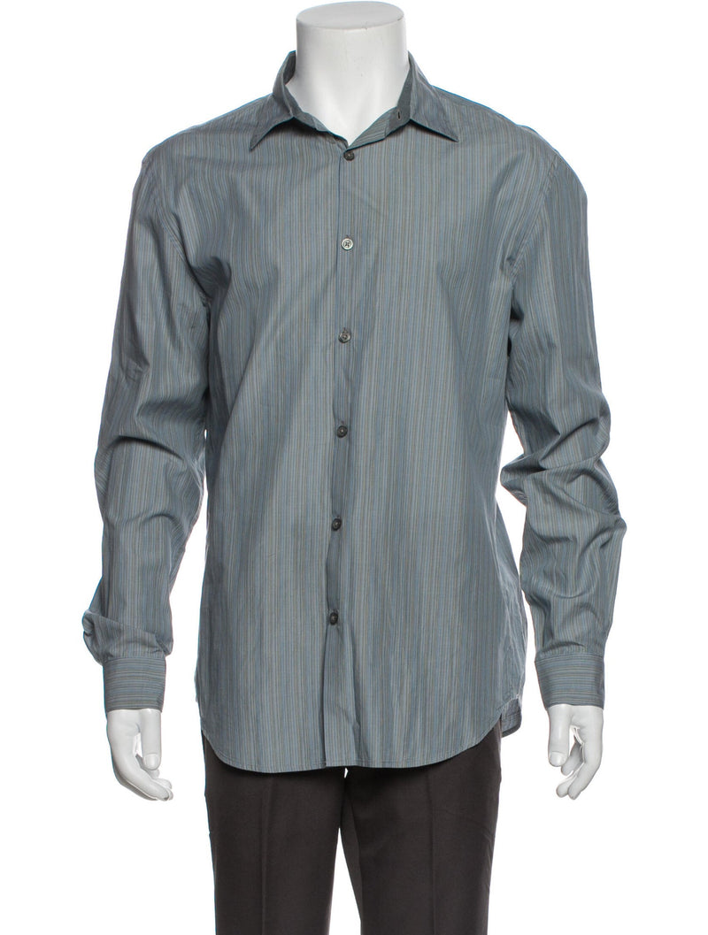 John Varvatos Blue Striped Slim Fit Button-Up Shirt