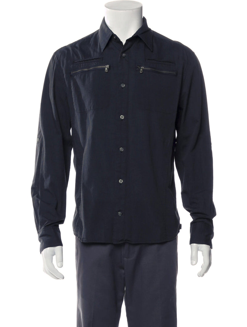 John Varvatos Star Grey Zip Pocket Button Up Shirt