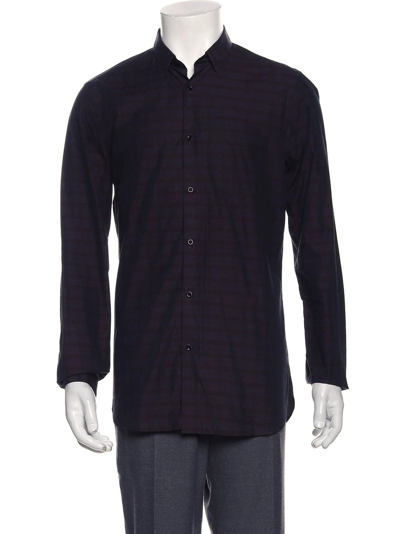 The Kooples Burgundy Tonal Plaid Print Fitted Button Up Shirt