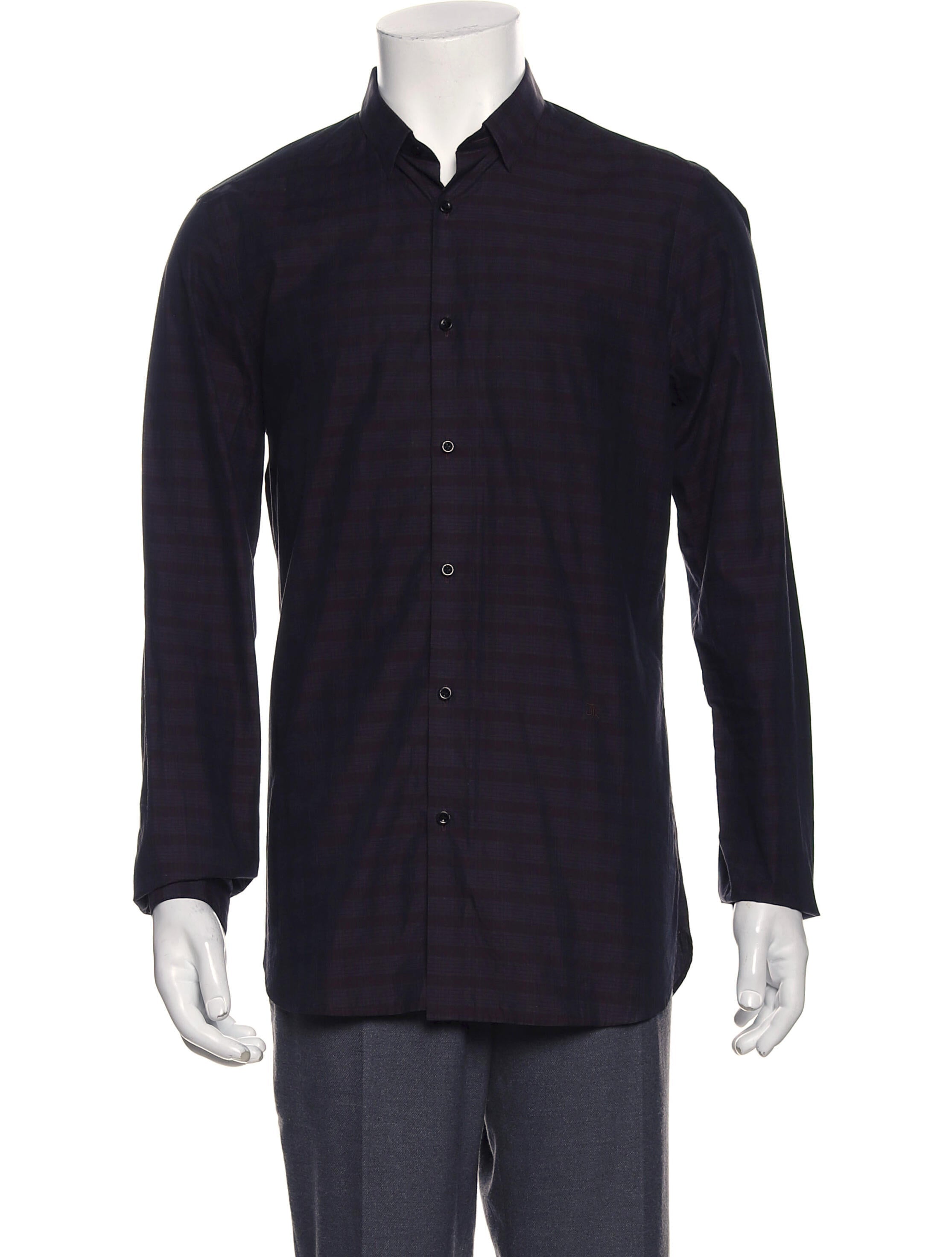 The RealReal,The Kooples, The Kooples Burgundy Tonal Plaid Print Fitted Button Up Shirt, , 