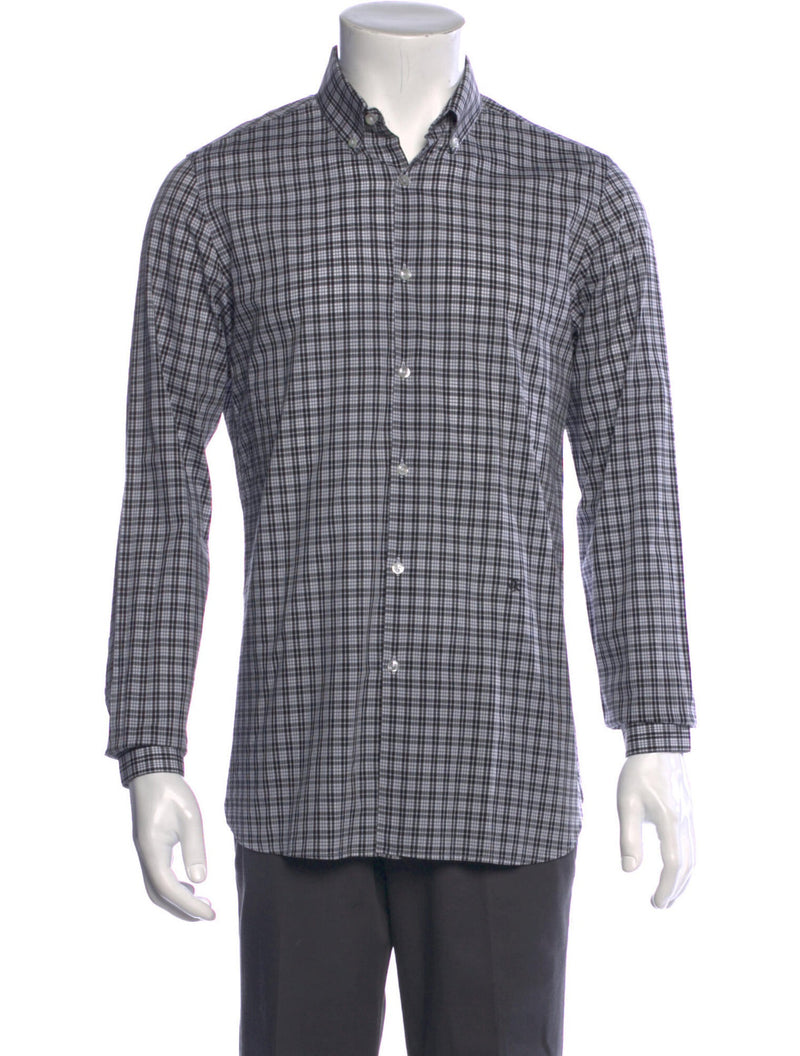 The Kooples Black & White Small Plaid Slim Fit Button Up Shirt