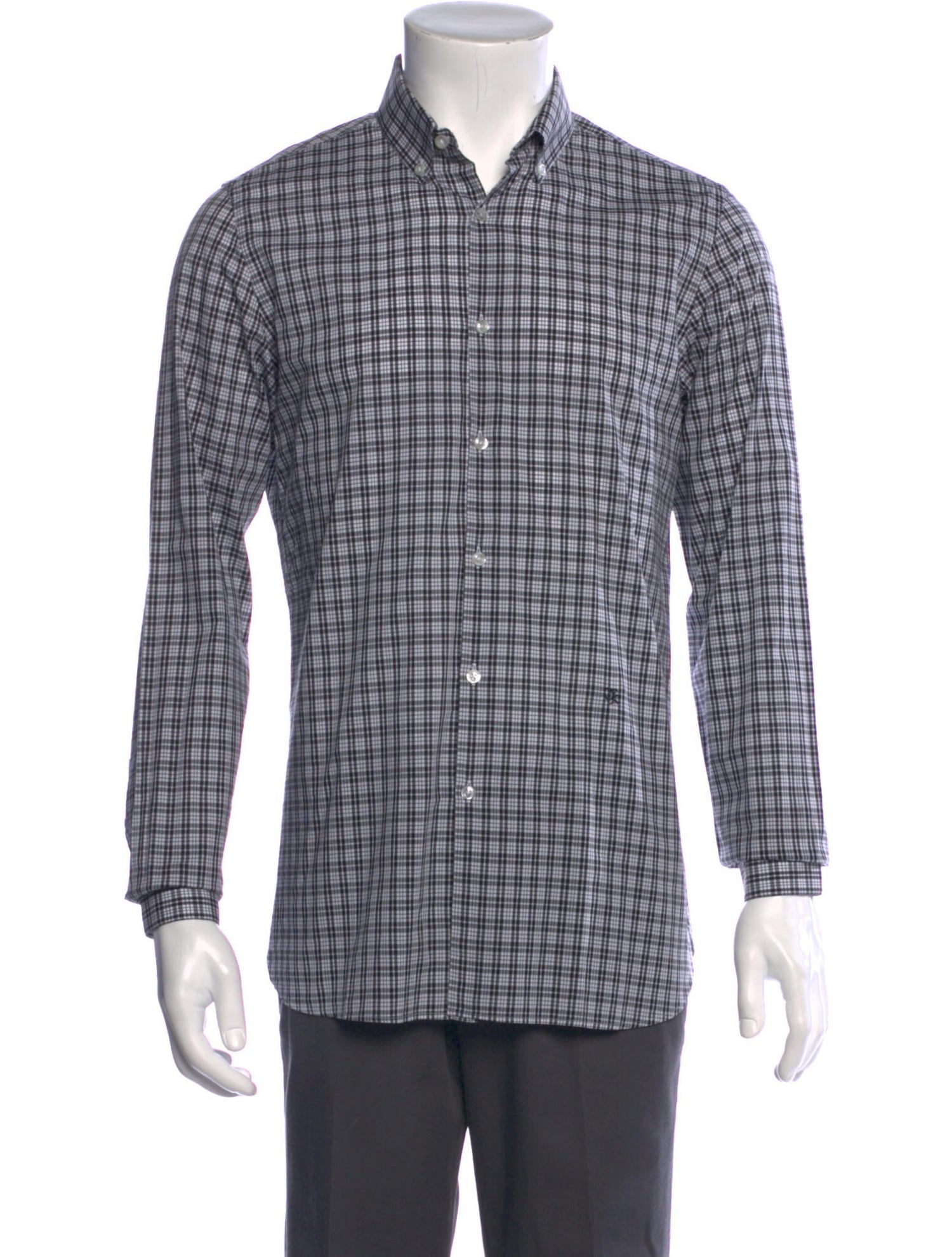 The RealReal,The Kooples, The Kooples Black & White Small Plaid Slim Fit Button Up Shirt, Black, Small-40-TagS