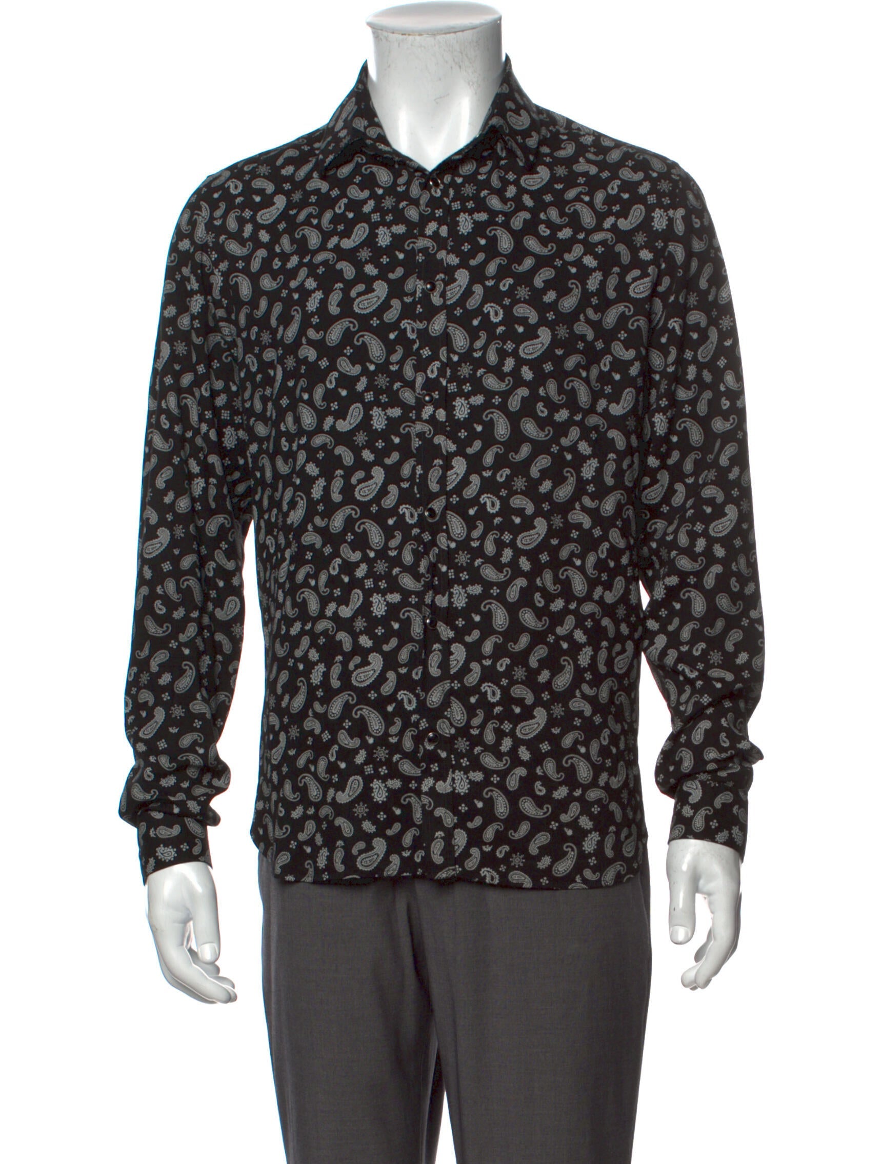 The RealReal,The Kooples, The Kooples Black Paisley Print Shirt, Black, Small-40-TagM