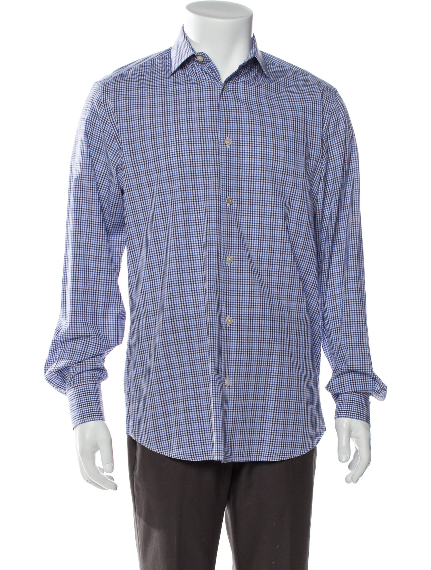 The RealReal,Paul Smith, Paul Smith Blue Plaid Print Button Up Shirt, Blue, Medium-43-TagM