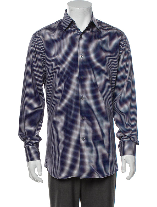 Paul Smith Navy Check Print Button Up Shirt