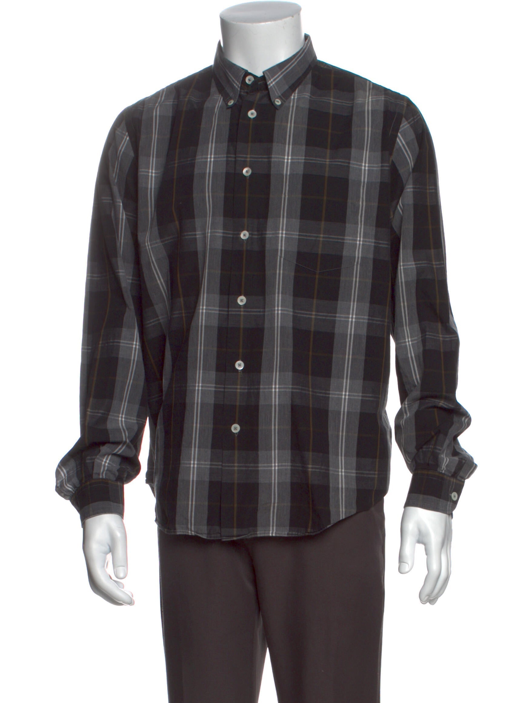 The RealReal, Paul Smith Black Plaid Button Up Shirt, Black, Large-45-TagL