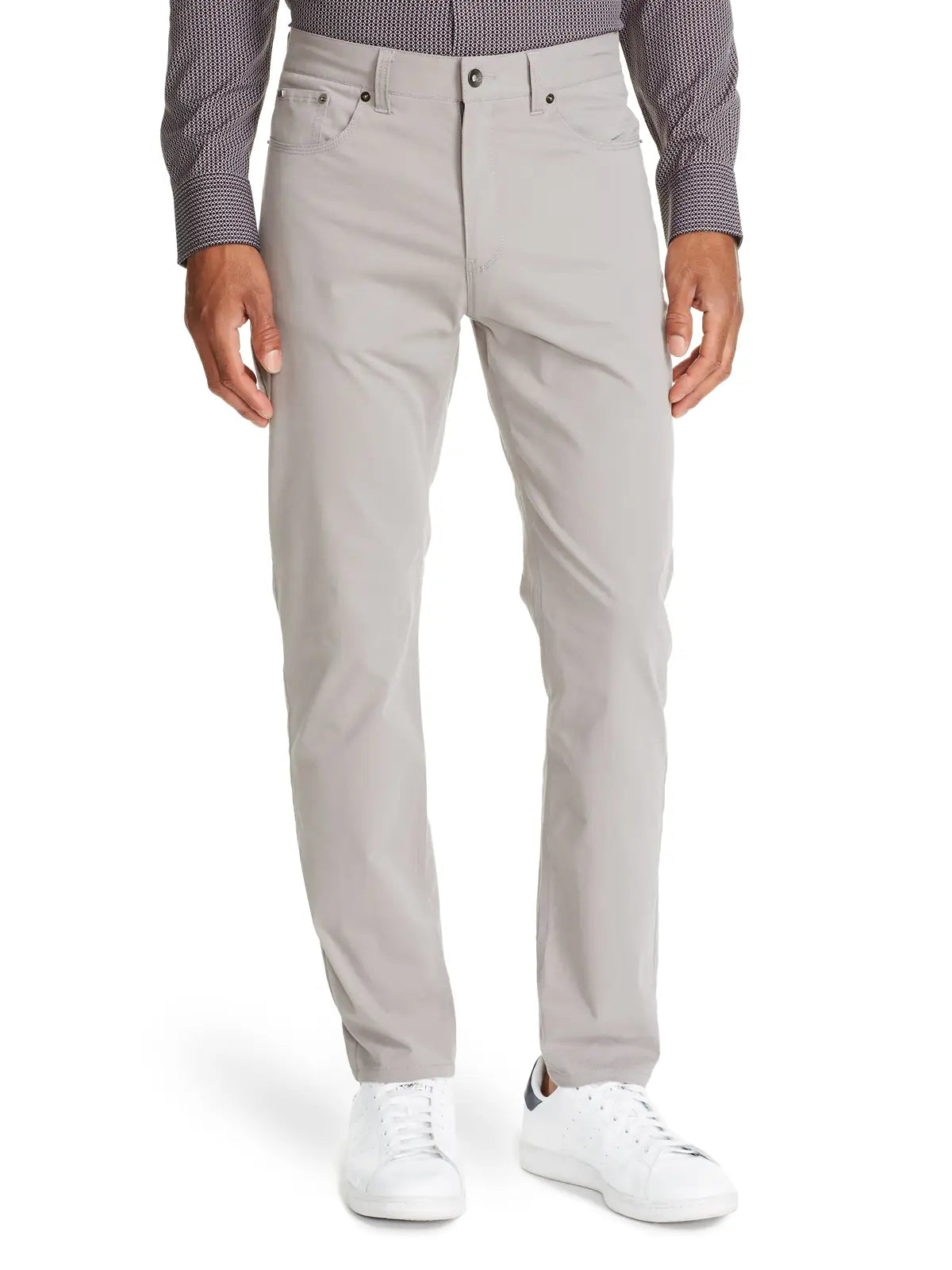 Faire,W.R.K., W.R.K Light Grey Cotton Stretch Twill Slim Straight Fit Pant, Grey, 32W-30L-Tag32