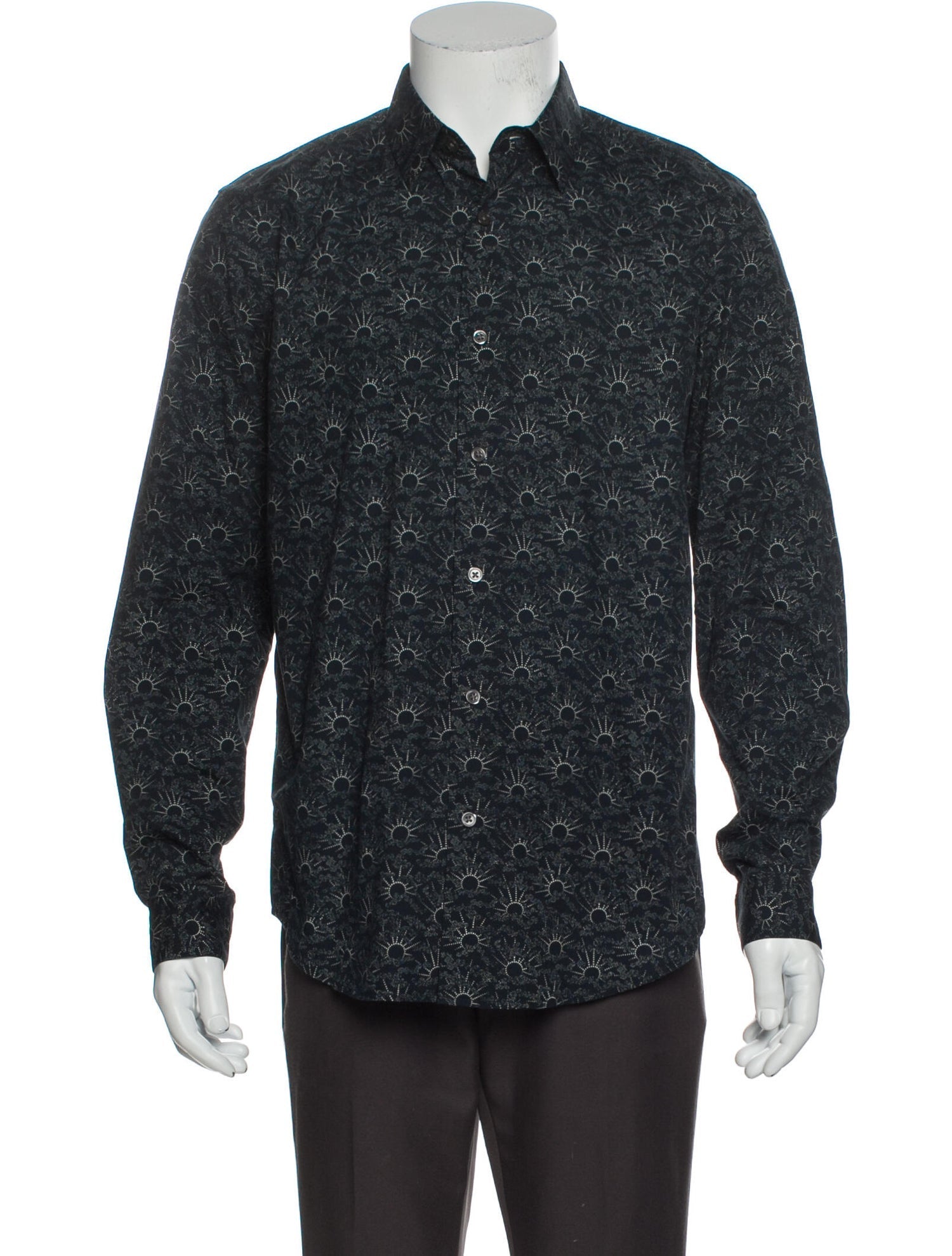 The RealReal,Theory, Theory Navy Burst Print Button Up Shirt, Blue, Small-42-TagS
