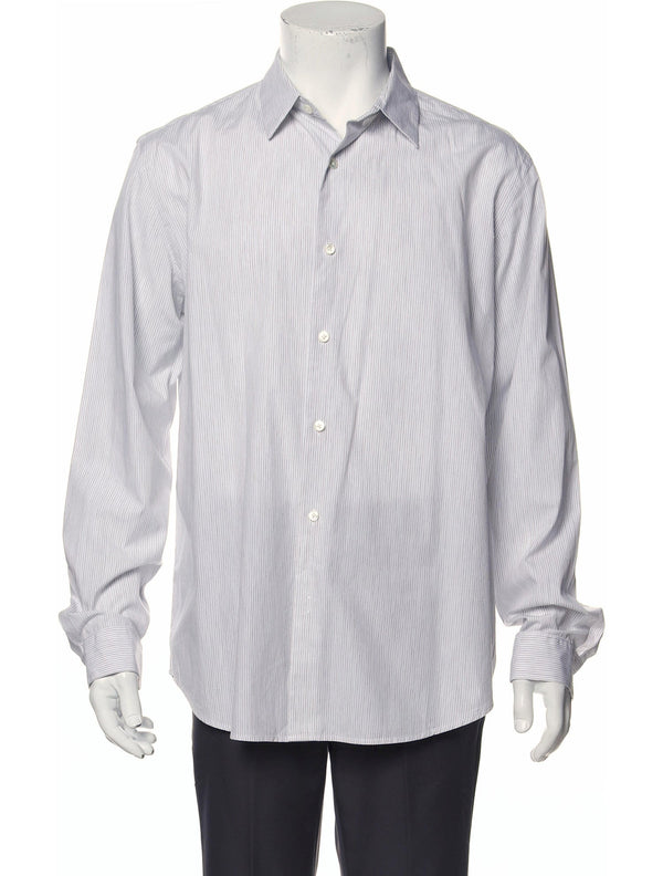 Theory White Faded Stripe Button Up Shirt