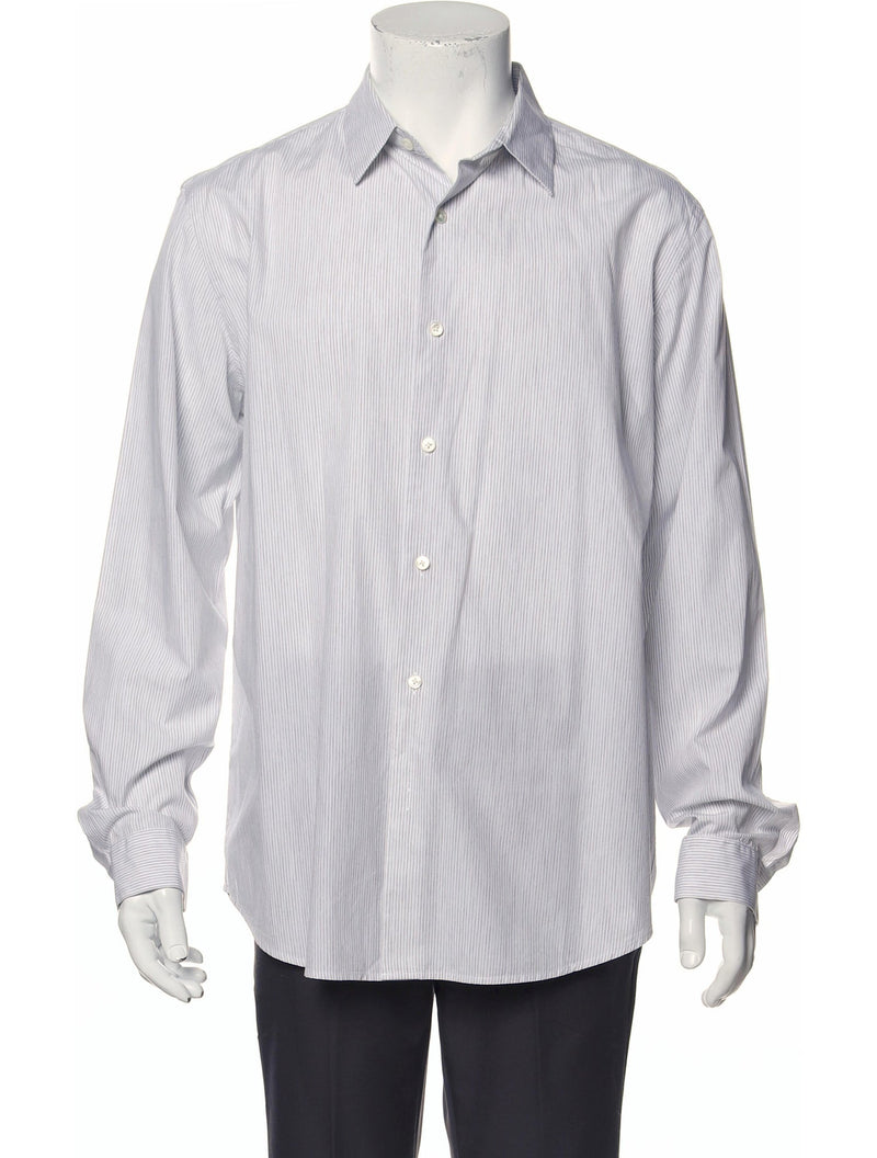 Theory White Faded Stripe Button Up Shirt