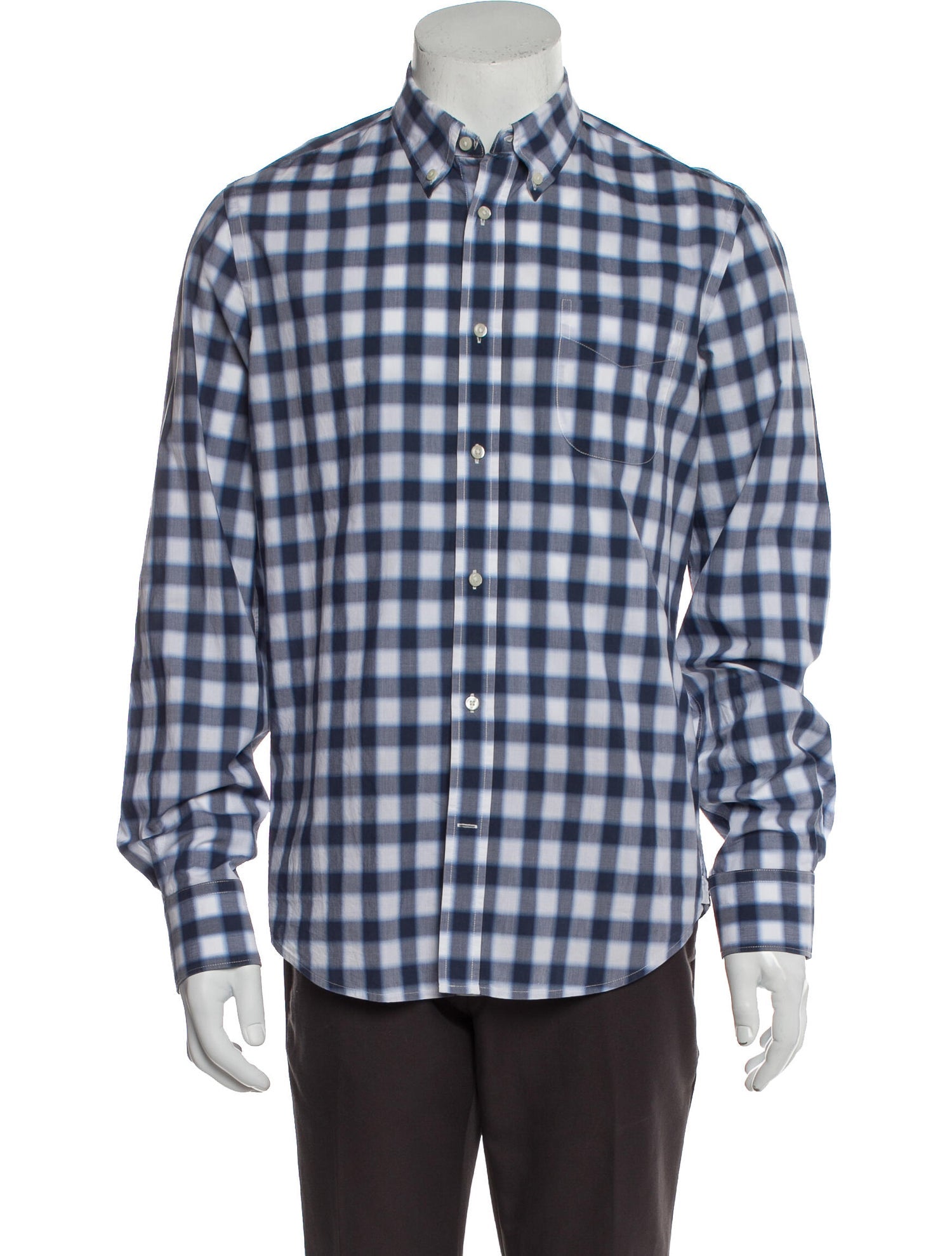 The RealReal,Vince, Vince Blue Plaid Slim Fit Button-Down Shirt, Blue, Medium-42-TagM