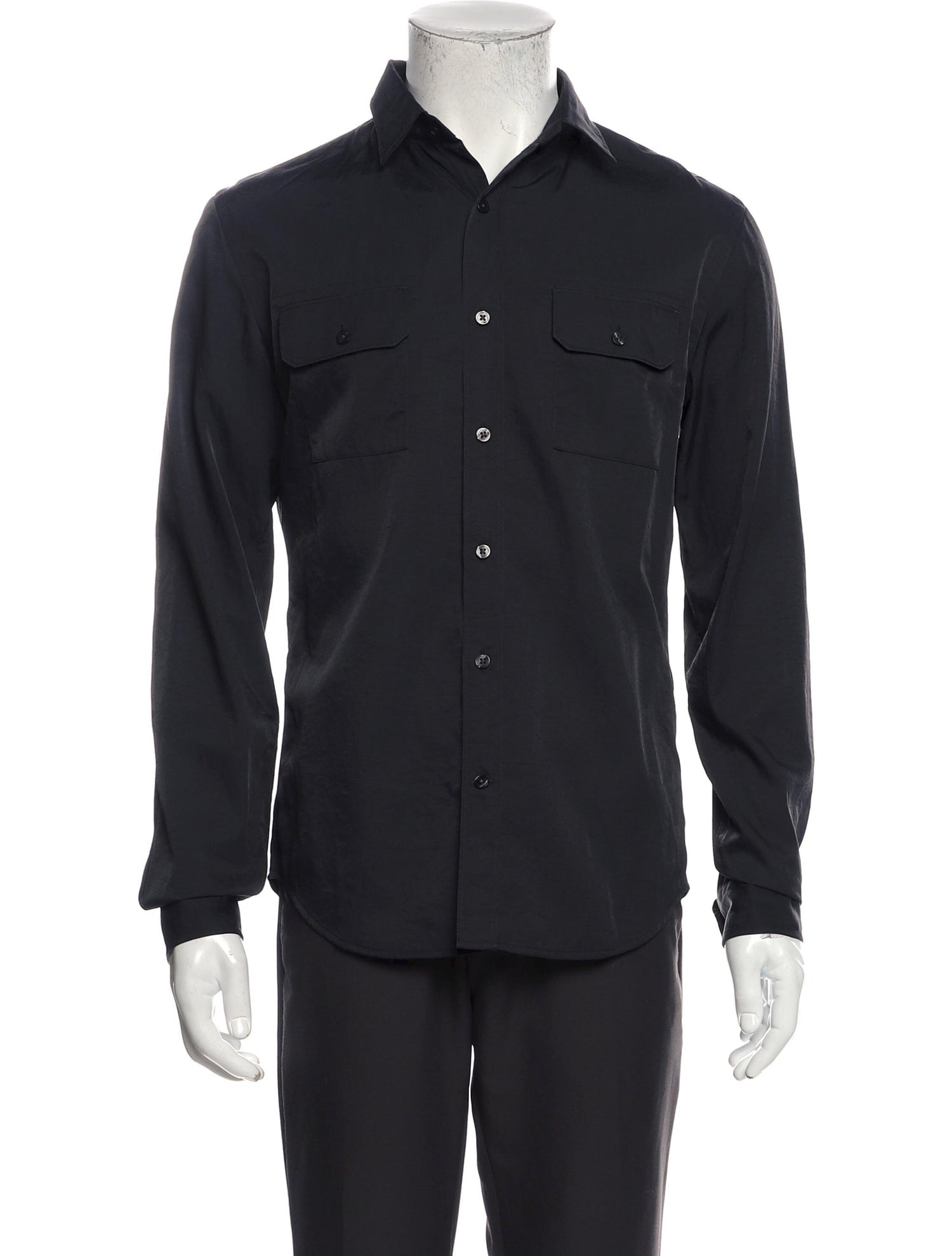 The RealReal,Vince, Vince Black Nylon Long Sleeve Button Up Shirt With Double Front Pockets, Black, Small-40-TagS