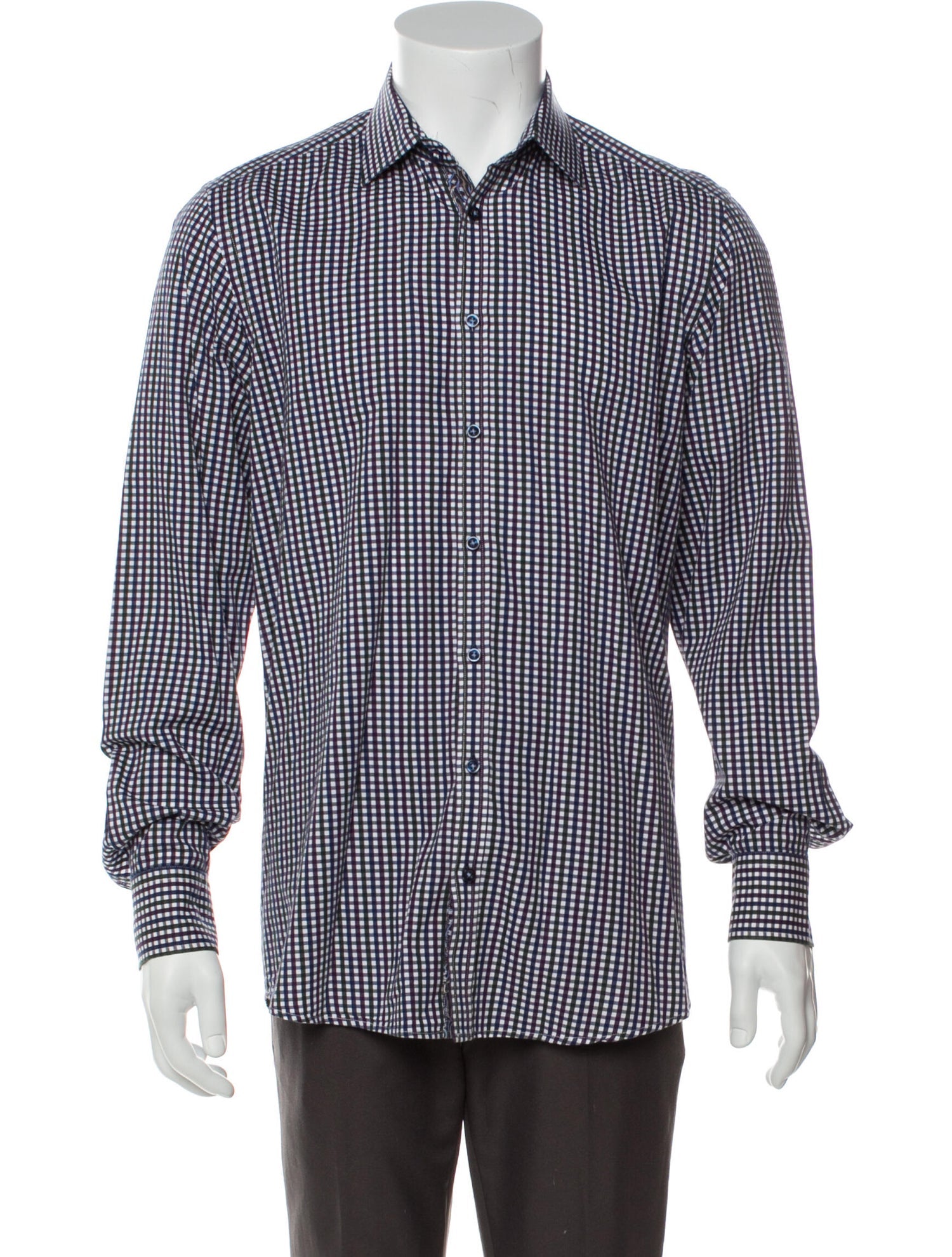 The RealReal,Sand, Sand Purple Gingham Print Button Up Shirt, Purple, Medium-43-TagM