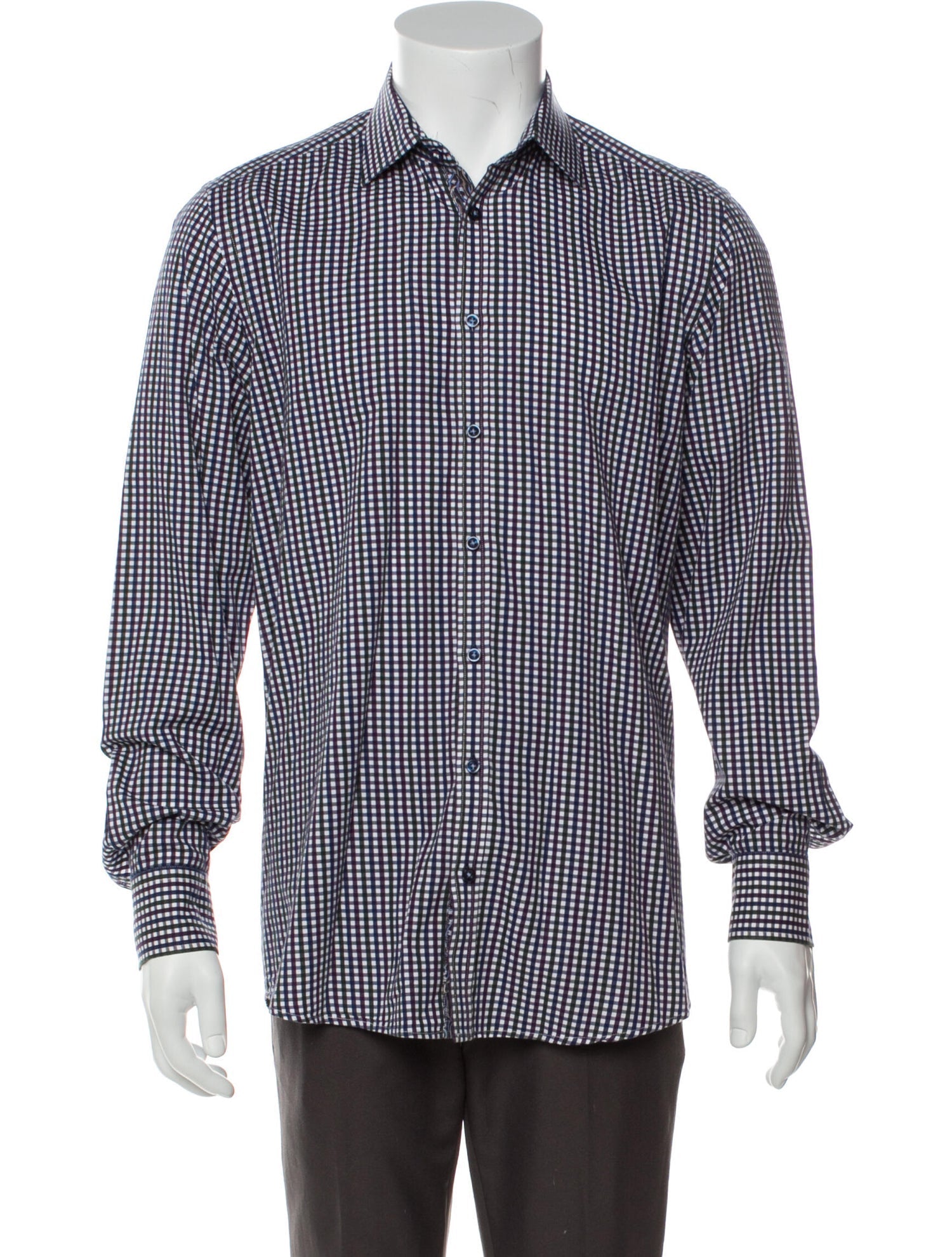 The RealReal,Sand, Sand Purple Gingham Print Button Up Shirt, Purple, Medium-43-TagM