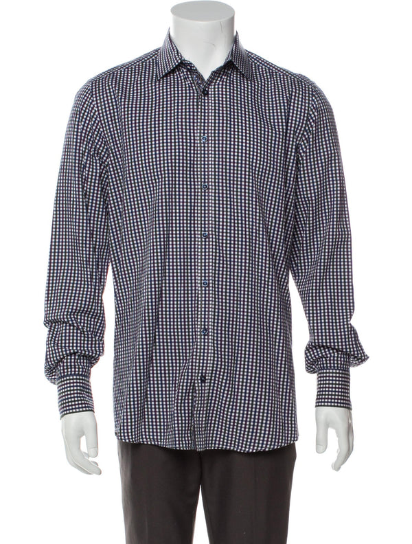 Sand Purple Gingham Print Button Up Shirt