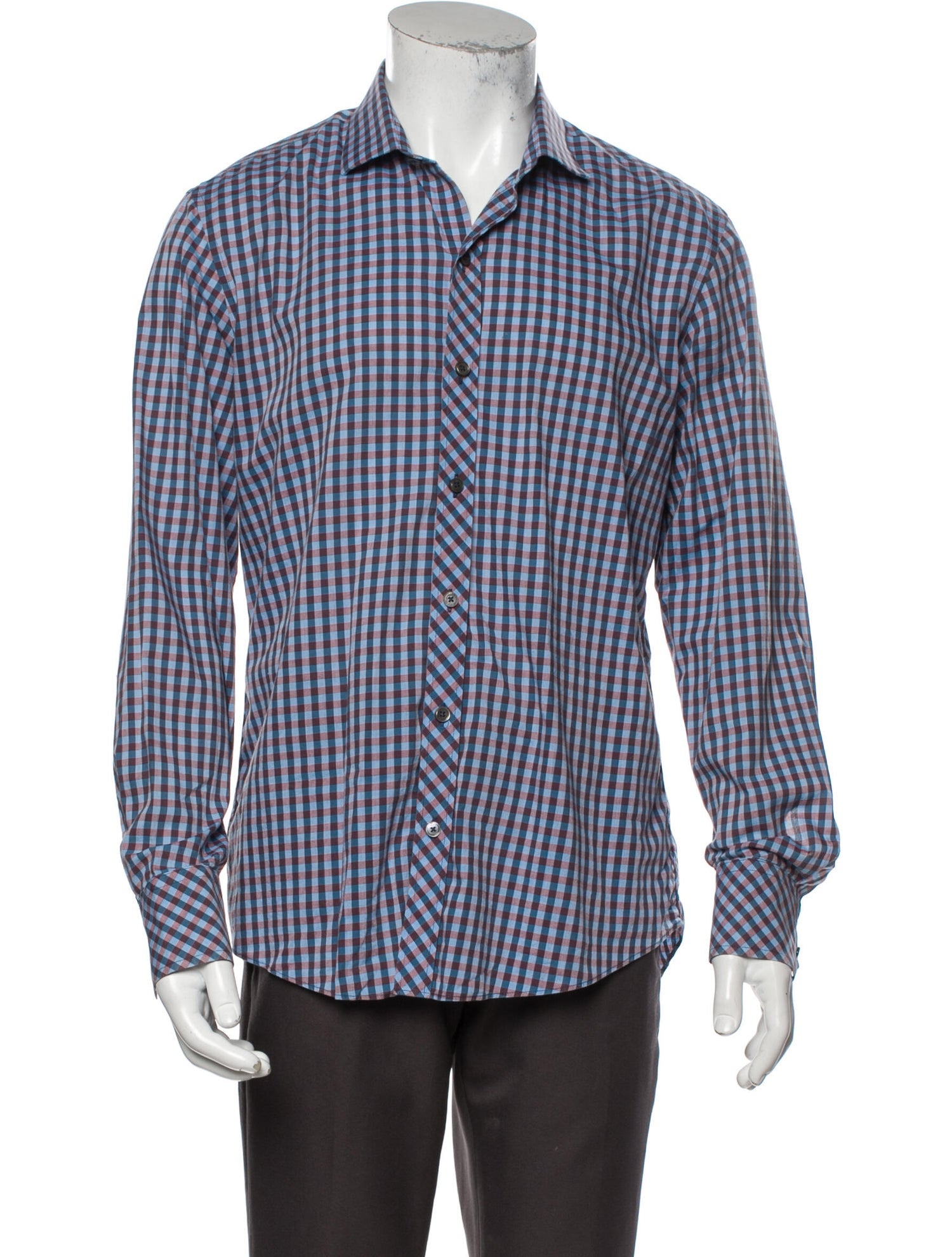 The RealReal, Zachary Prell Blue Plaid Slim Fit Button-Up Shirt, Blue, Medium-43-TagM