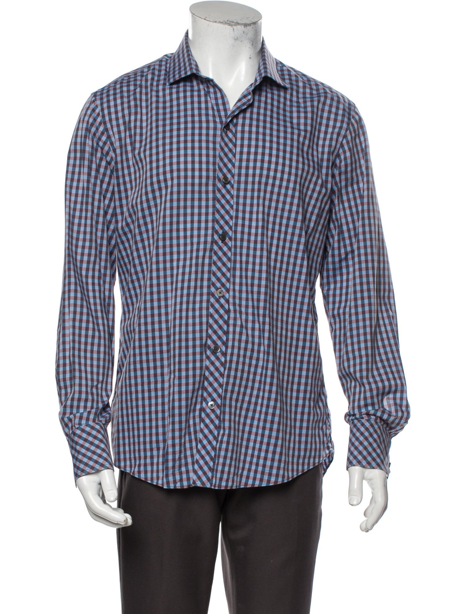 The RealReal, Zachary Prell Blue Plaid Slim Fit Button-Up Shirt, Blue, Medium-43-TagM