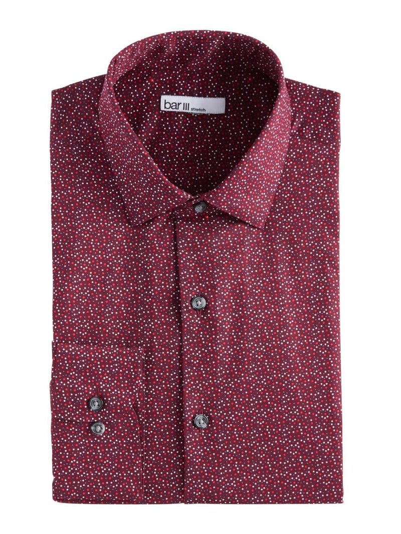 Bar III Red Abstract Print Button Up Shirt