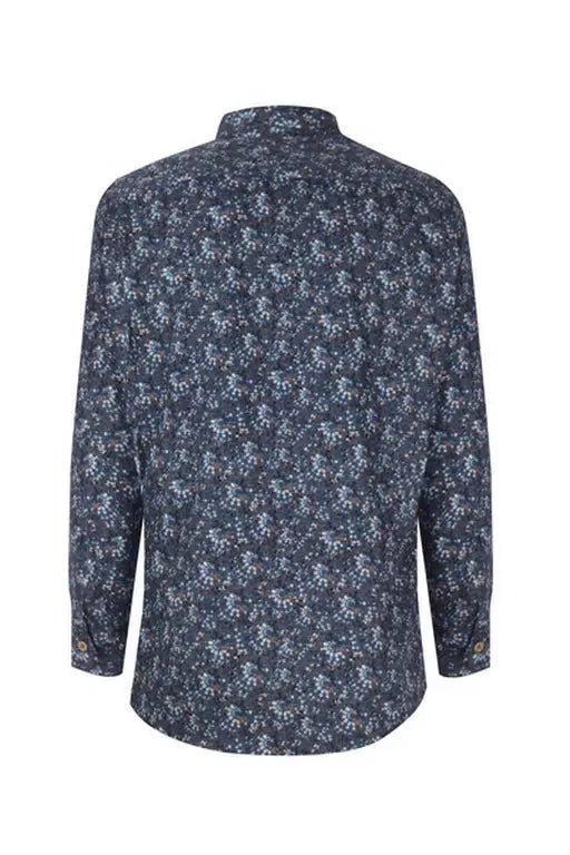 Faire,Web Blouse, Web Blouse Blue Abstract Print Button Up Dress Shirt, Blue, Large-46-TagL