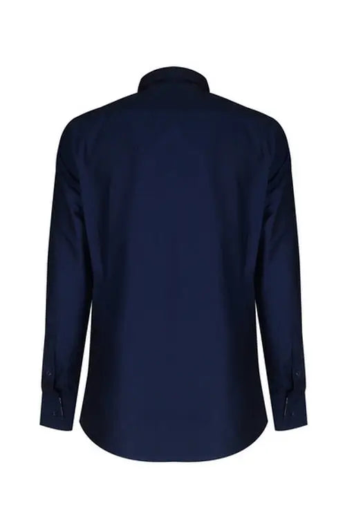 Faire,Web Blouse, Web Blouse Blue Button Up Dress Shirt With Cuff Detail, Blue, Large-46-TagL