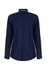 Web Blouse Blue Button Up Dress Shirt With Cuff Detail