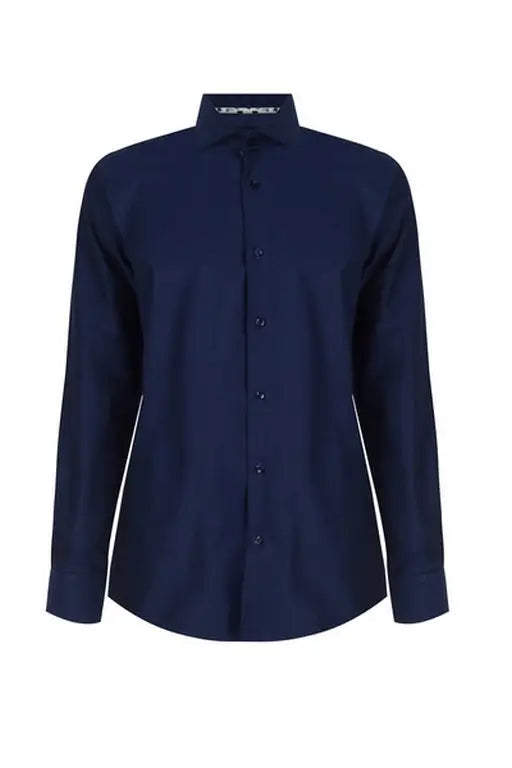 Faire,Web Blouse, Web Blouse Blue Button Up Dress Shirt With Cuff Detail, Blue, Medium-43-TagM