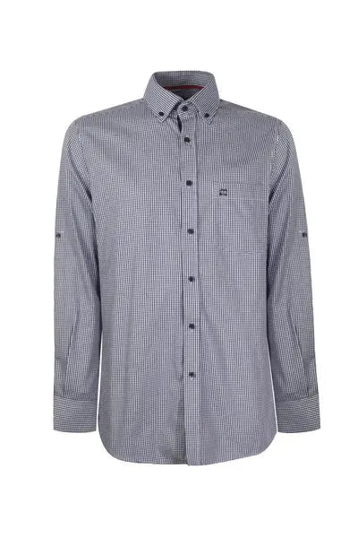Faire,Web Blouse, Web Blouse Blue Micro Check Print Button Up Dress Shirt, Blue, Extra Large-47-TagXL