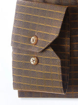 Web Blouse Brown Iridescent Grid Print Long Sleeve Button Up Shirt