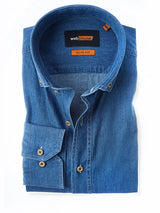Web Blouse Denim Contrast Buttons Slim Fit Button Up Shirt