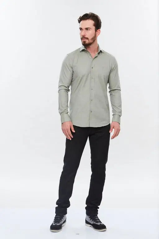 Web Blouse Sage Green Slim Fit Button Up Dress Shirt