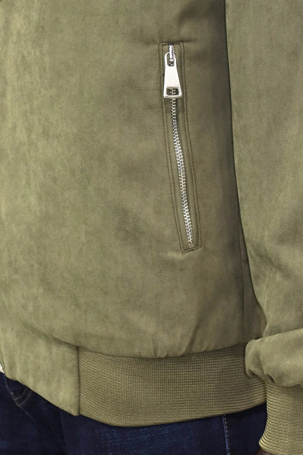 Clothing Supplier,Wessi, Weiss Green Faux Suede Zip Up Bomber Jacket, Green, Large-46-Tag52