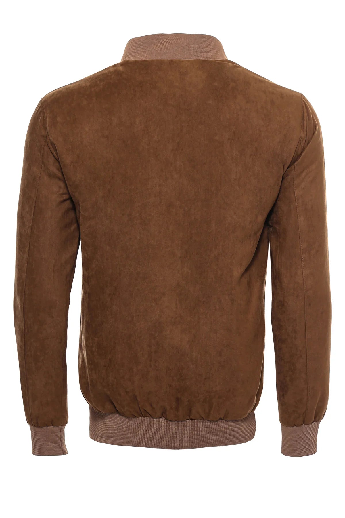 Clothing Supplier,Wessi, Wessi Caramel Brown Faux Suede Zip Up Bomber Jacket With Two Patch Pockets, Brown, Large-46-Tag52