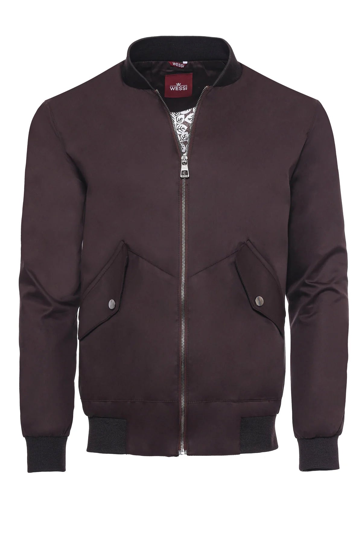 Clothing Supplier,Wessi, Wessi Dark Brown Sheen Zip Up Bomber Jacket, Brown, Medium-44-Tag50