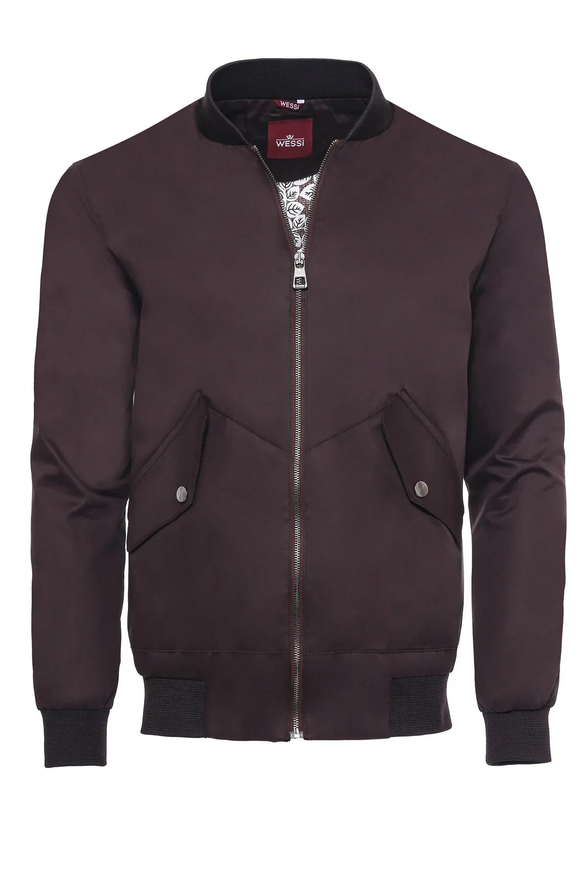 Clothing Supplier,Wessi, Wessi Dark Brown Sheen Zip Up Bomber Jacket, Brown, Large-46-Tag52Medium-44-Tag50Small-42-Tag48