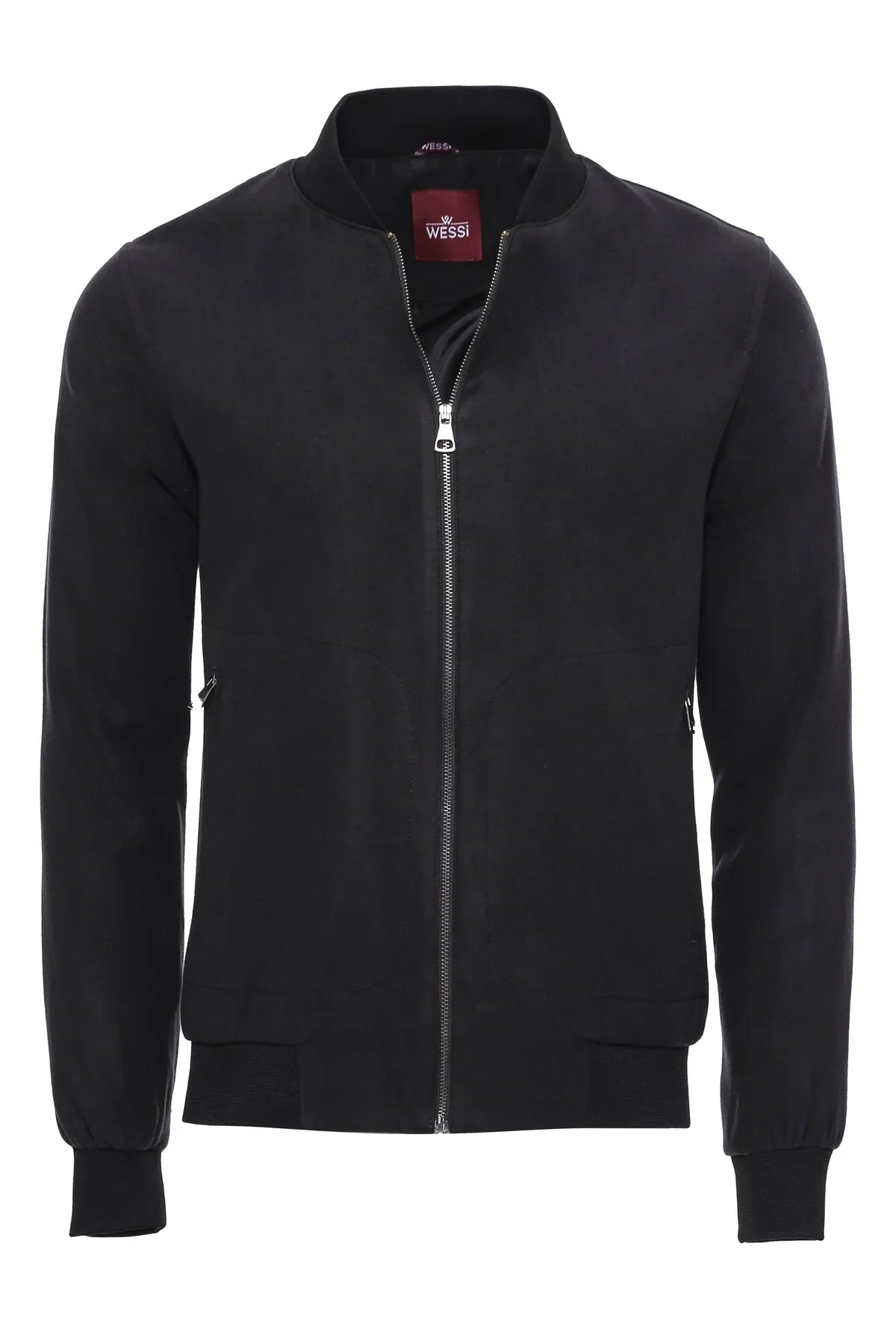 Clothing Supplier,Wessi, Wessi Dark Grey Faux Suede Zip Up Bomber Jacket, Black, Medium-44-Tag52Medium-42-Tag50Small-40-Tag48