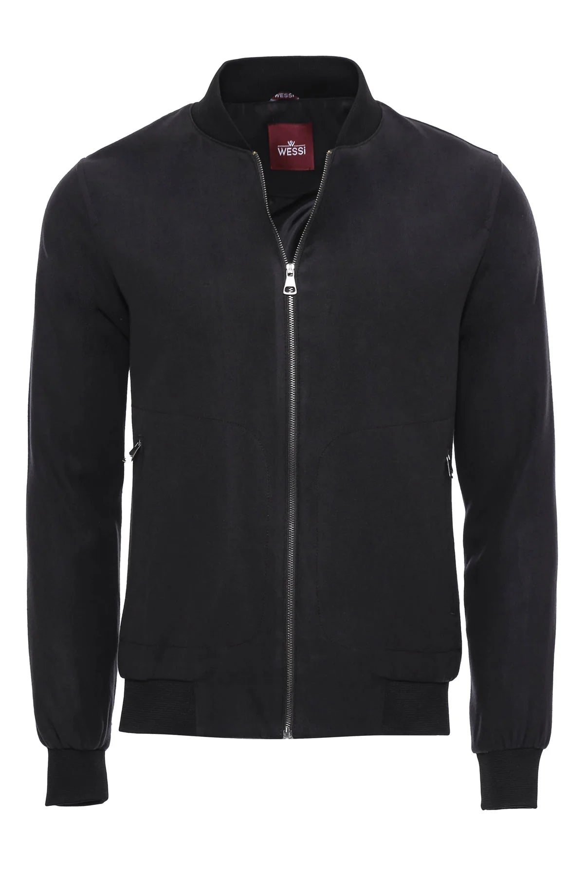 Clothing Supplier,Wessi, Wessi Dark Grey Faux Suede Zip Up Bomber Jacket, Black, Medium-42-Tag50