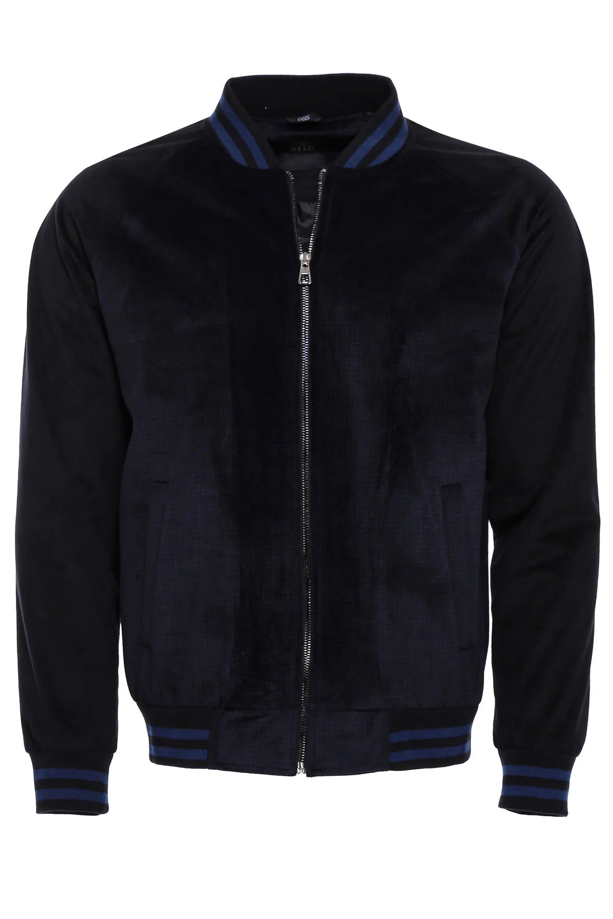 Clothing Supplier,Wessi, Wessi Navy Grid Velvet Varsity Jacket, Black, Medium-44-Tag48